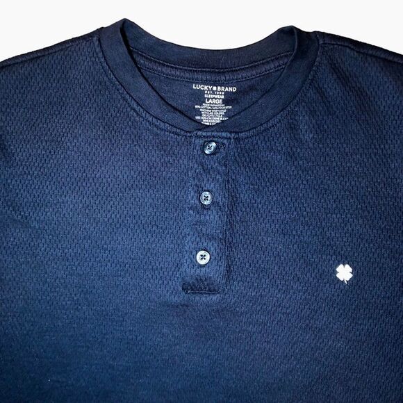 Lucky Brand Thermal Henley Sleep Shirt in Navy/White Men’s L - Picture 2 of 5